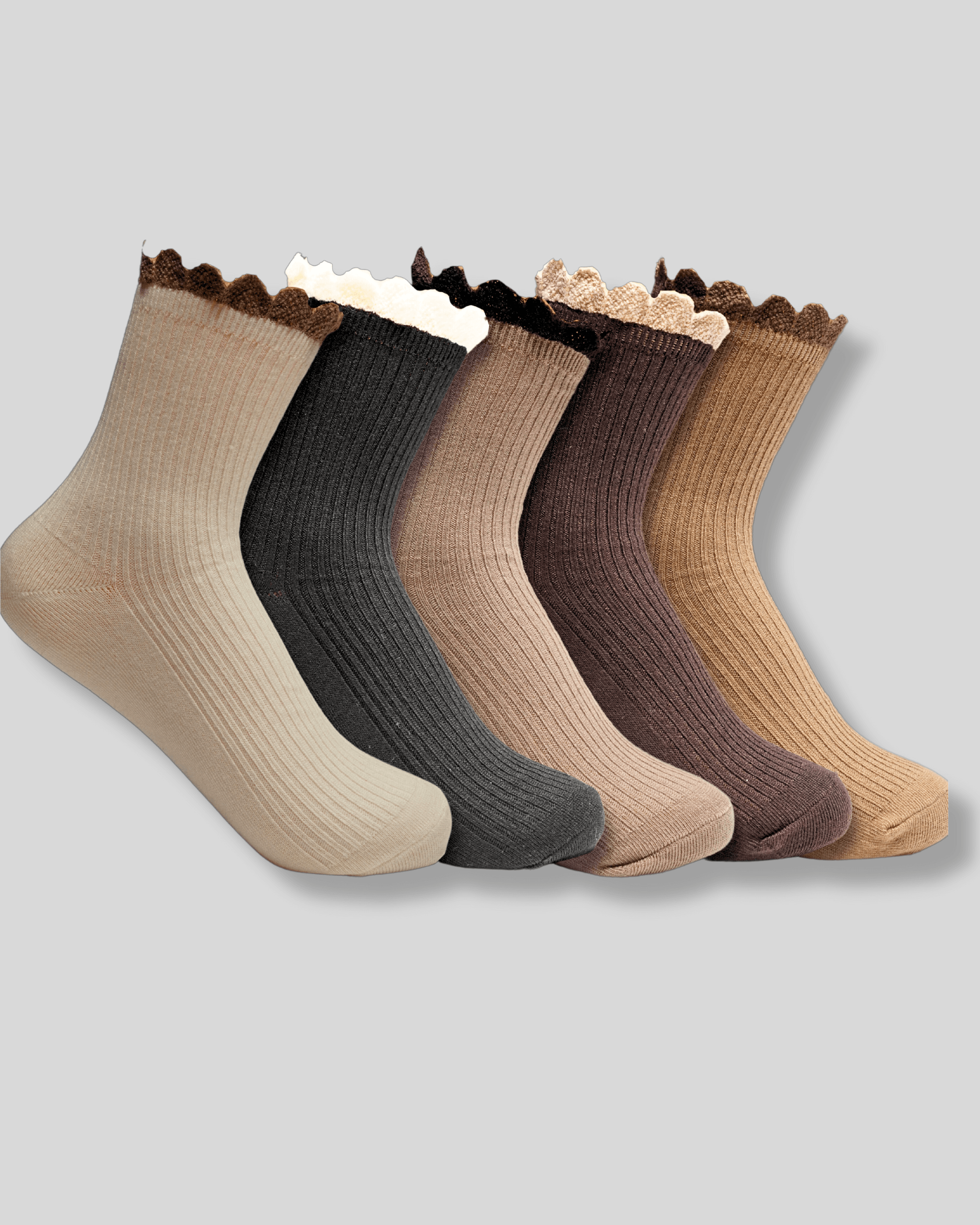 Frill Toes Cotton Crew Socks - Mikado