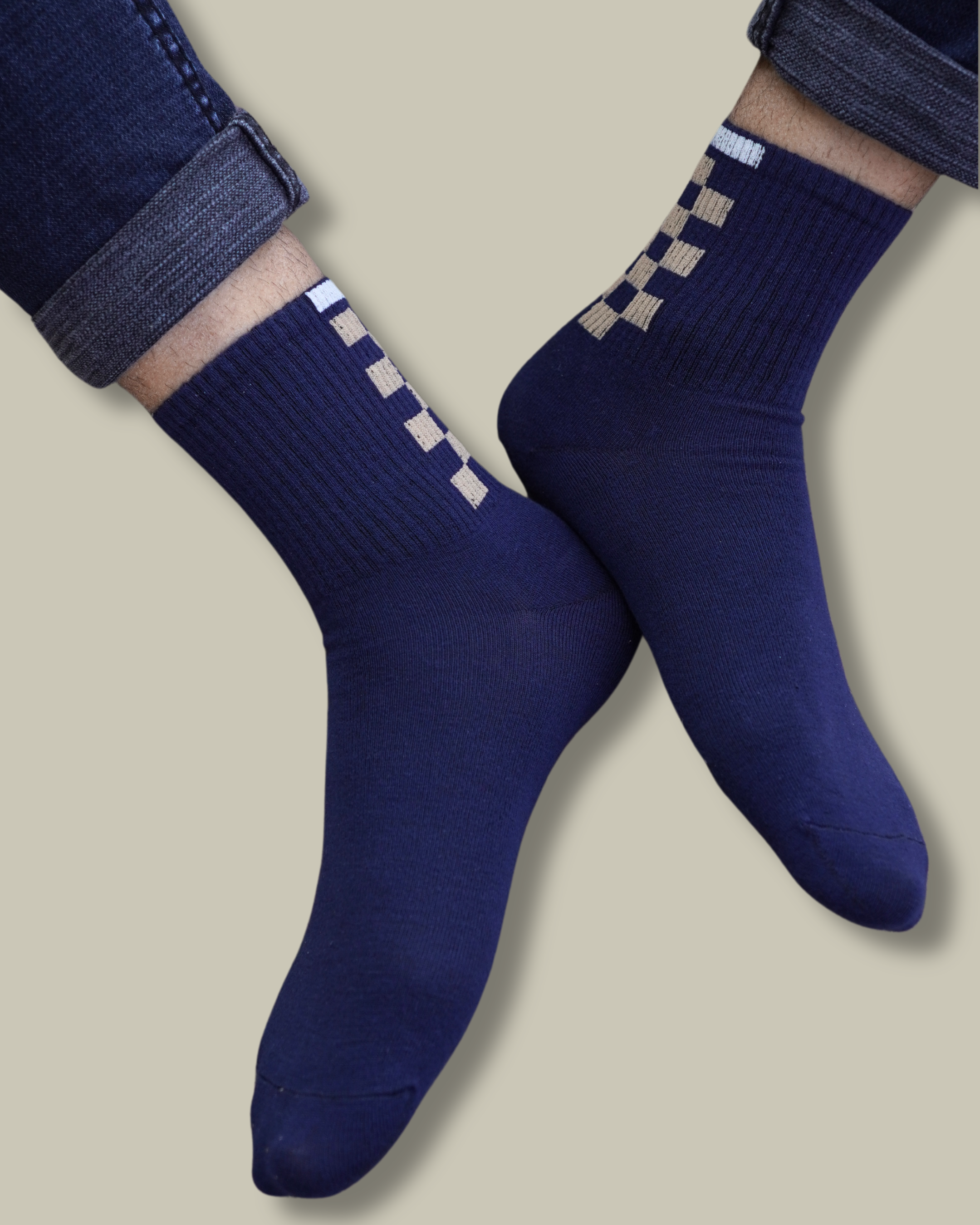 Grid Glam 100% Cotton  Crew Socks