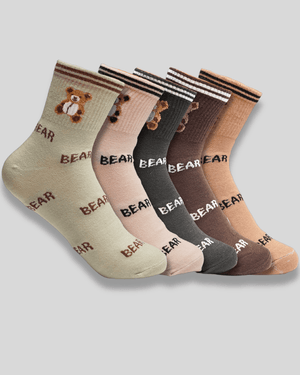 Bear Ribbed Cotton Crew Socks - Mikado