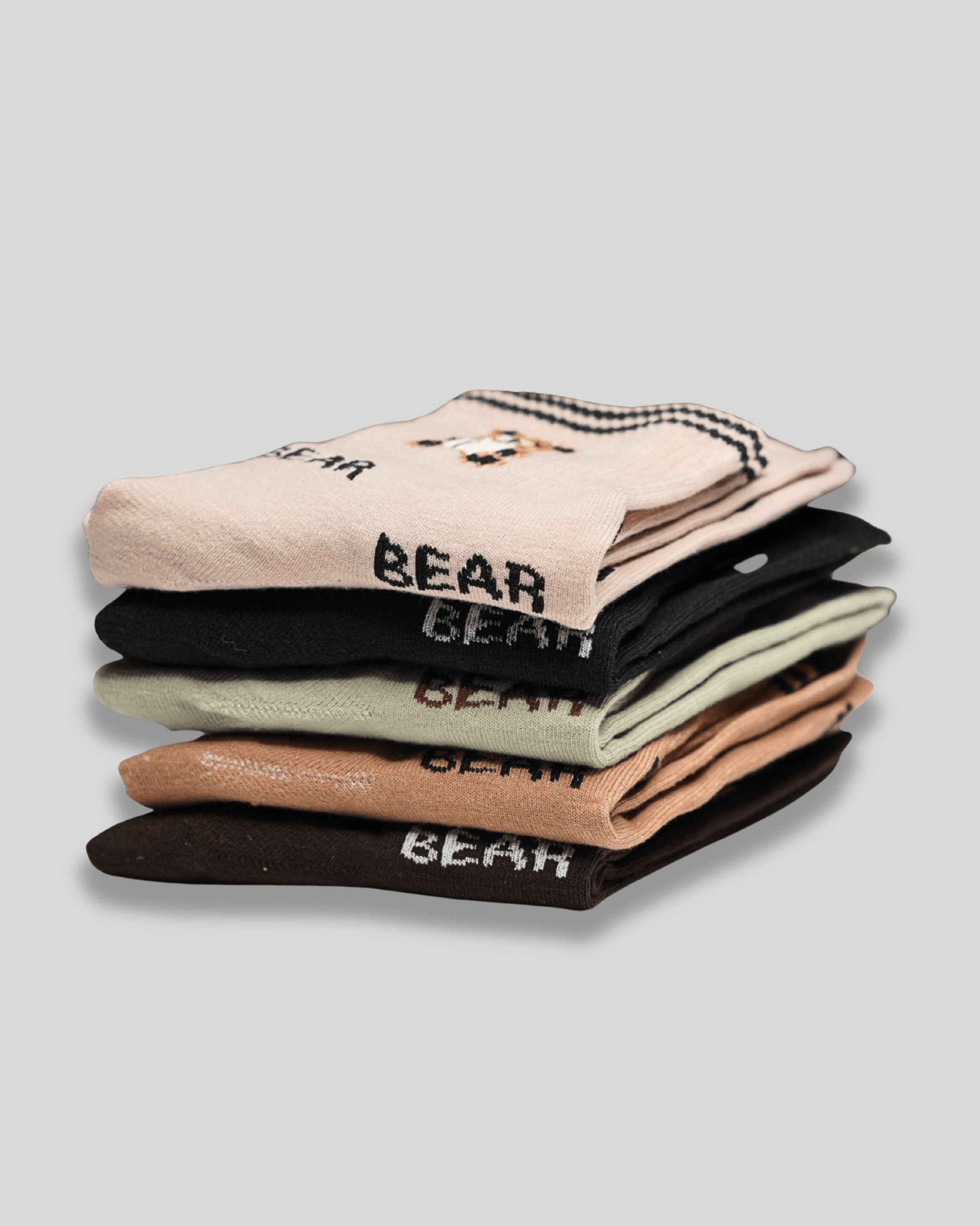 Bear Ribbed Cotton Crew Socks - Mikado