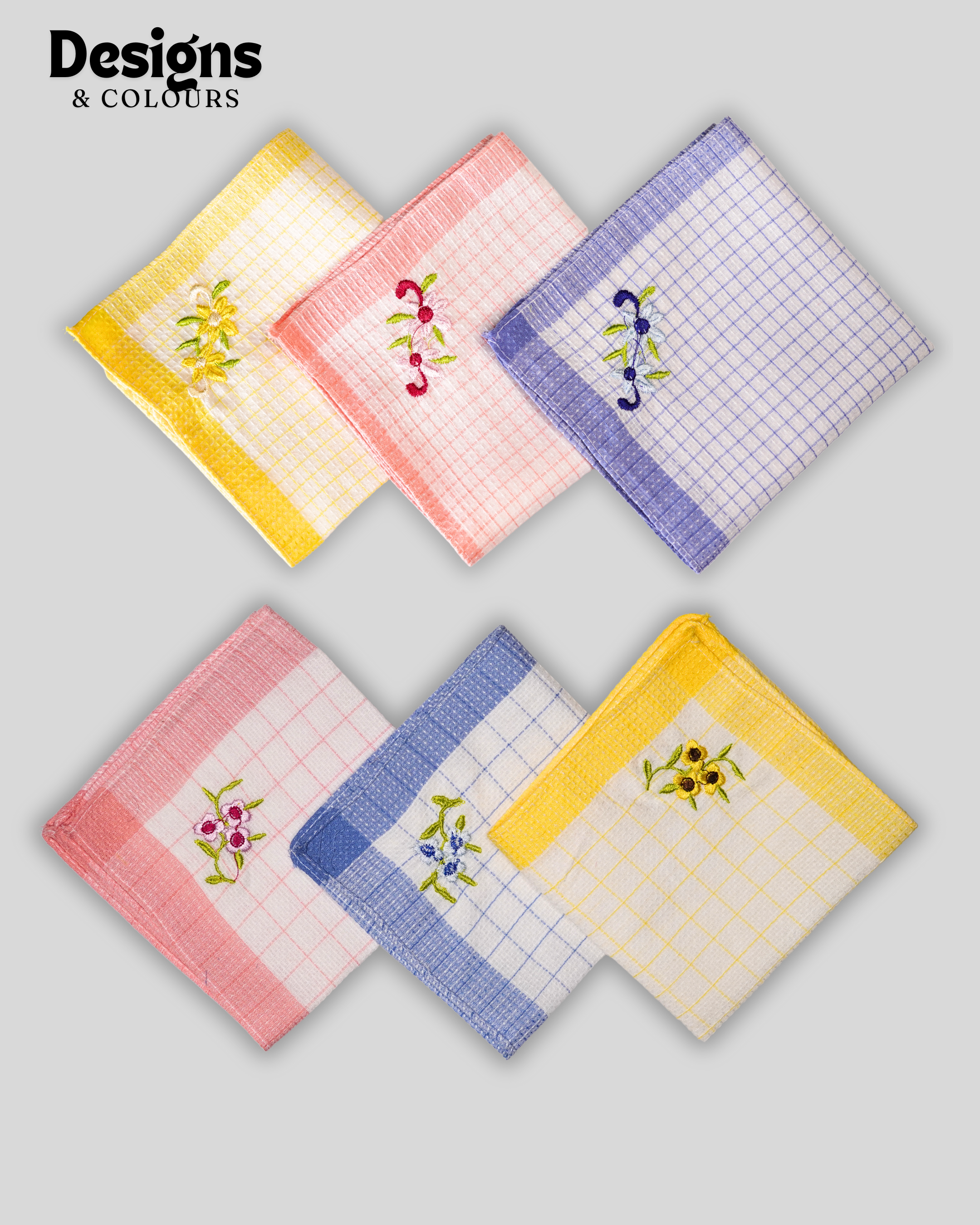 Flora-Premium Embroidery 100% Cotton Hanky (size- 30X30 cm)