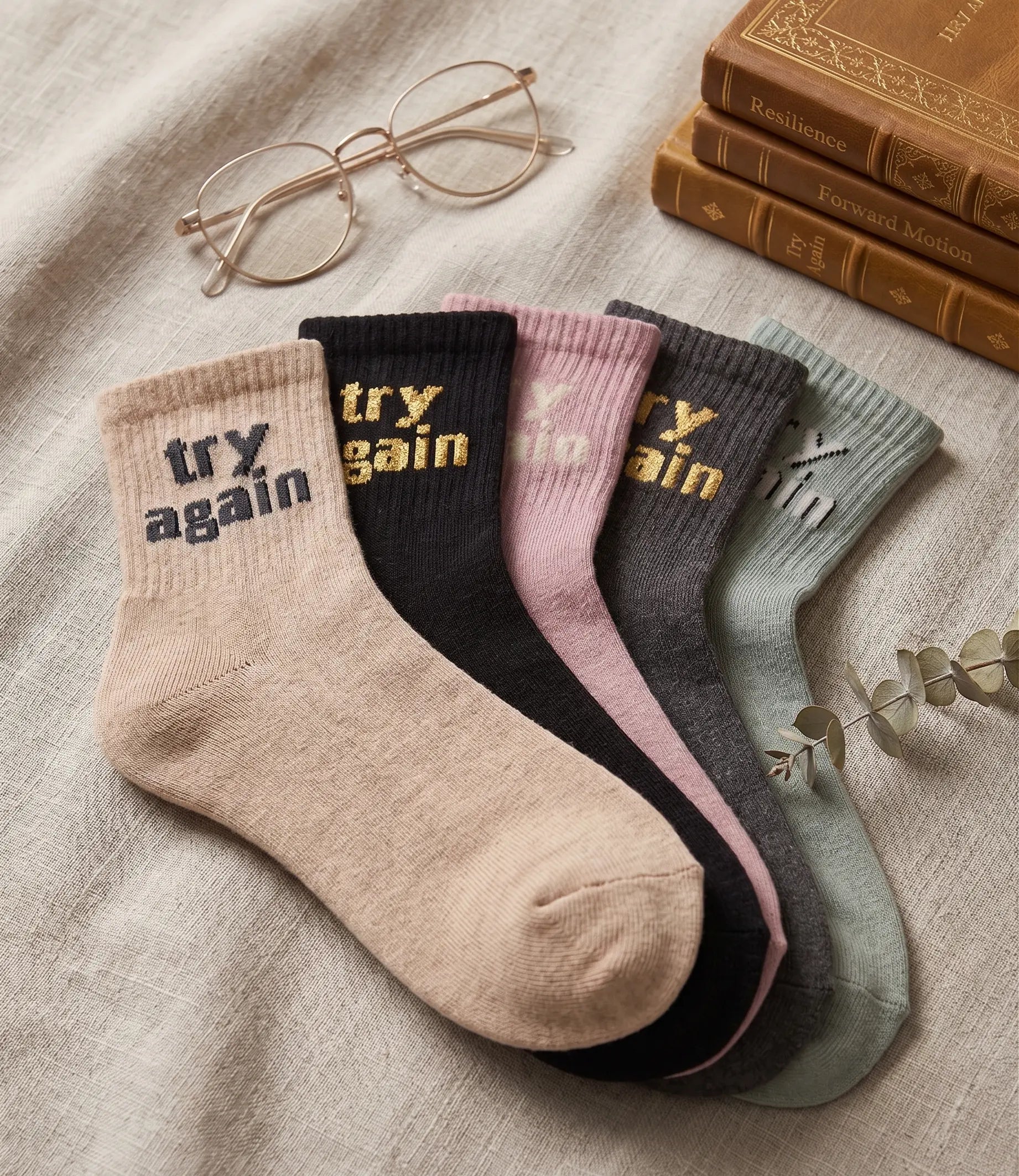 Try Again Cotton Crew Socks Mikado