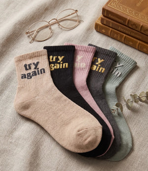 Try Again Cotton Crew Socks Mikado