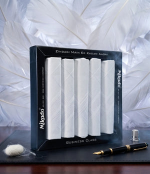 White to white Premium 100% Mercerised cotton Men’s Hanky Mikado