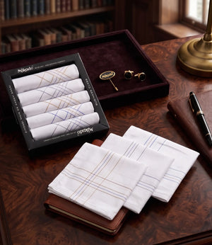 Classic white border 100% cotton hanky for men Mikado
