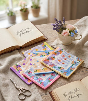Polka Bloom multicolor cotton handkerchief Mikado