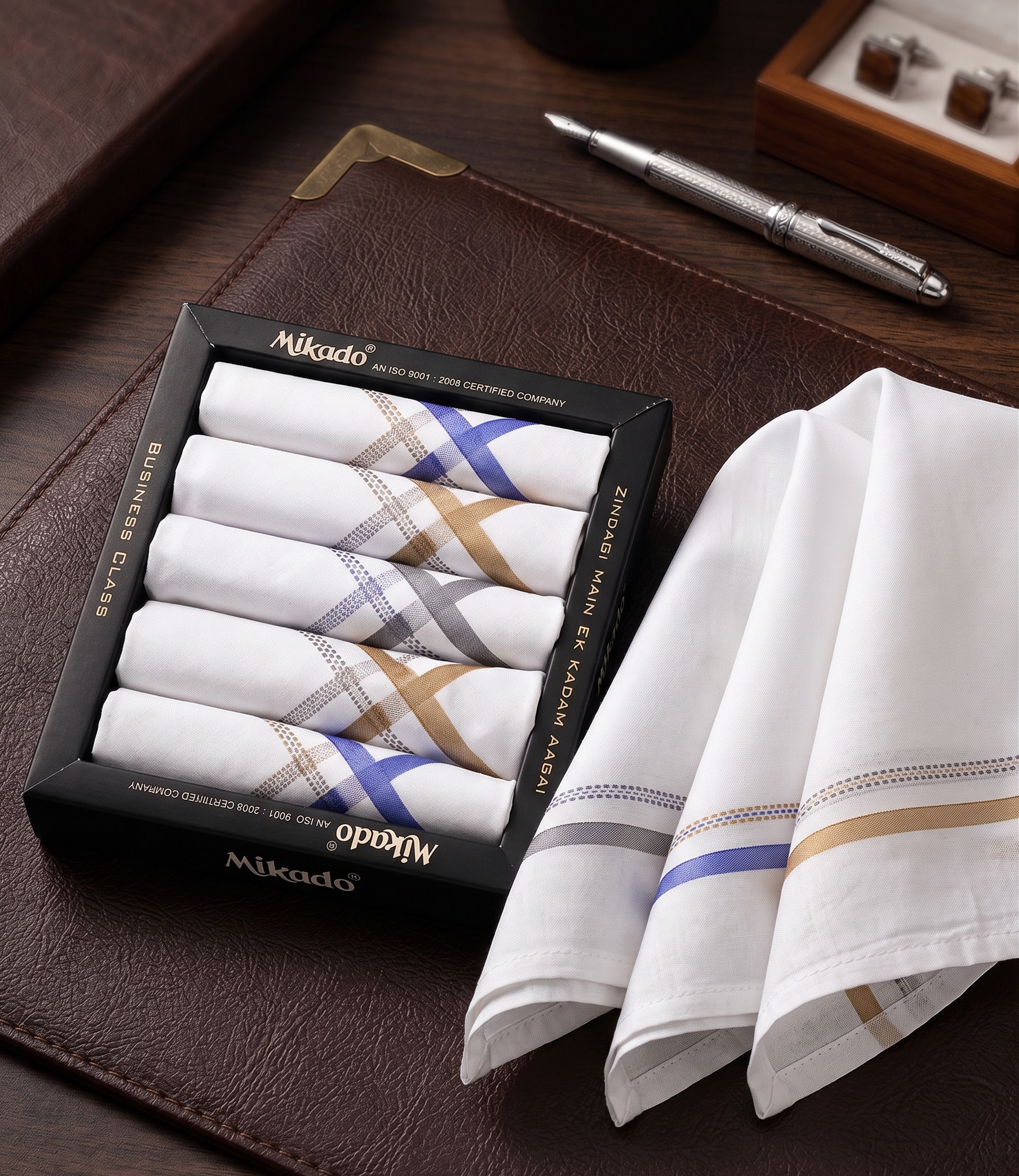 Bold Border Premium 100% Cotton Hanky
