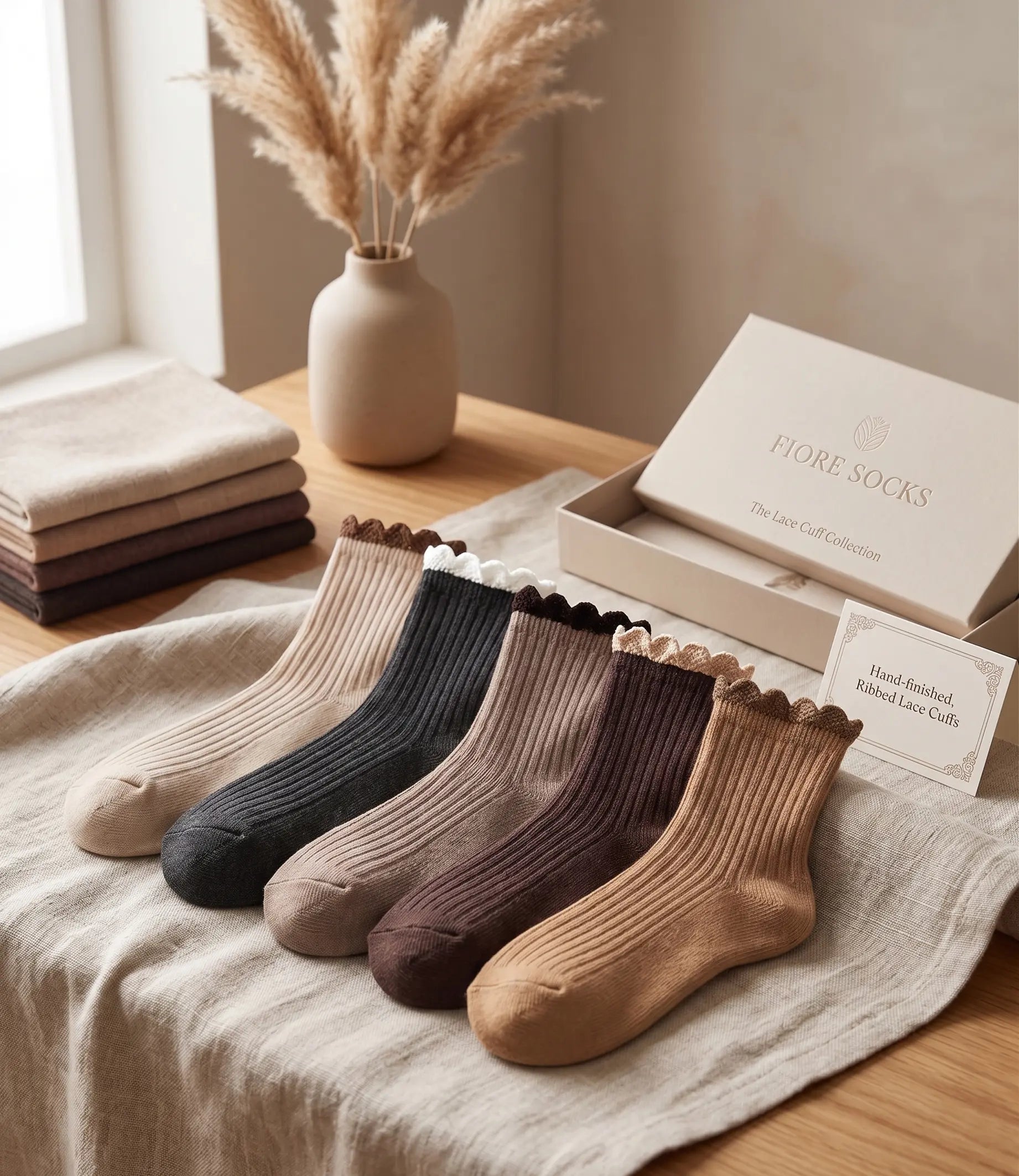 Frill Toes Cotton Crew Socks Mikado