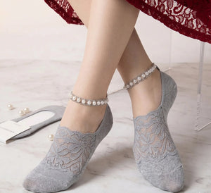 Lacey Designer socks for heels and bellies | 4 Colors | Pack of 4 pairs Mikado