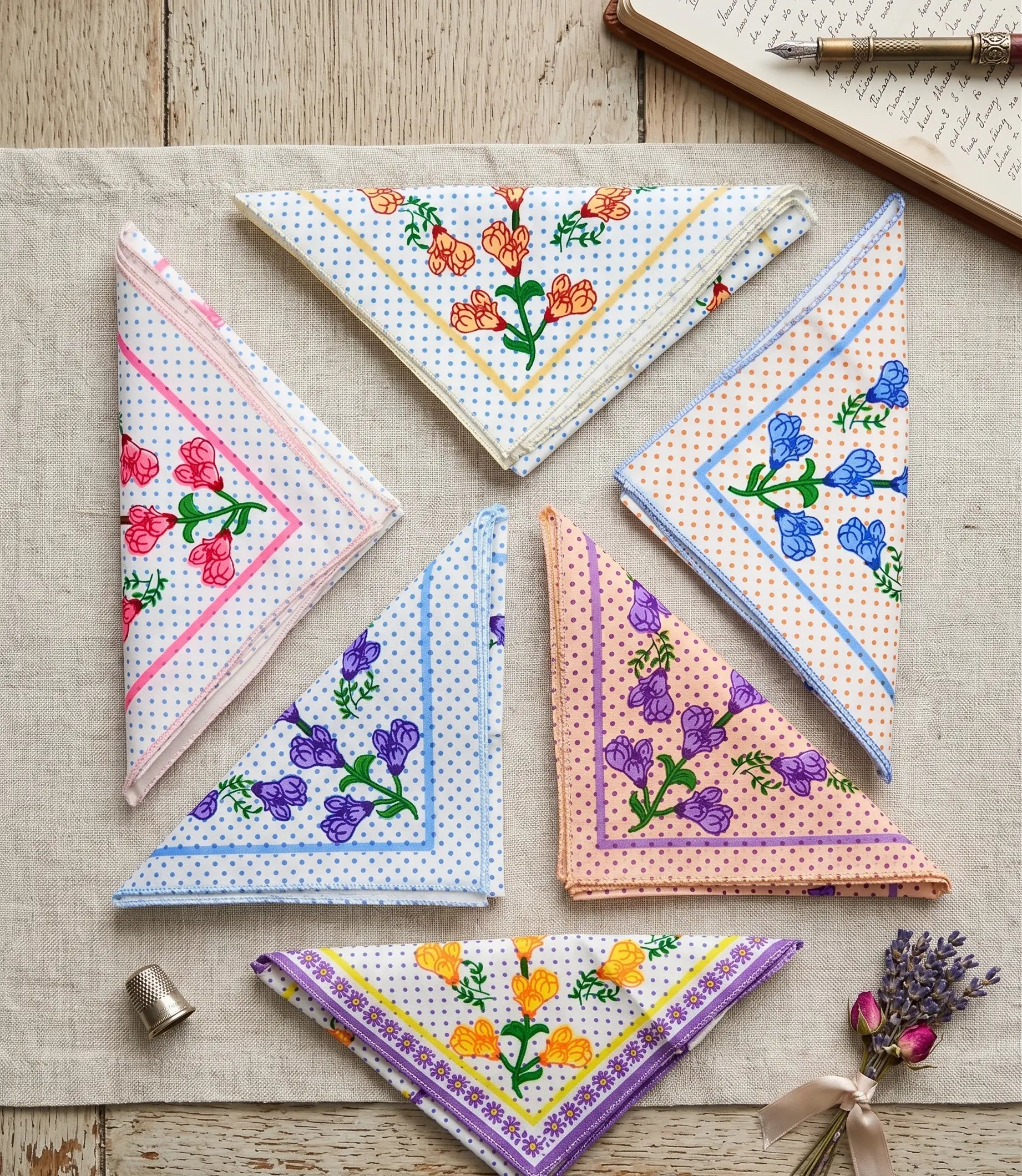 Polka Bloom 2 premium cotton handkerchief Mikado