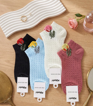 Rose Knitted Ankle Socks (4 COLORS) Mikado