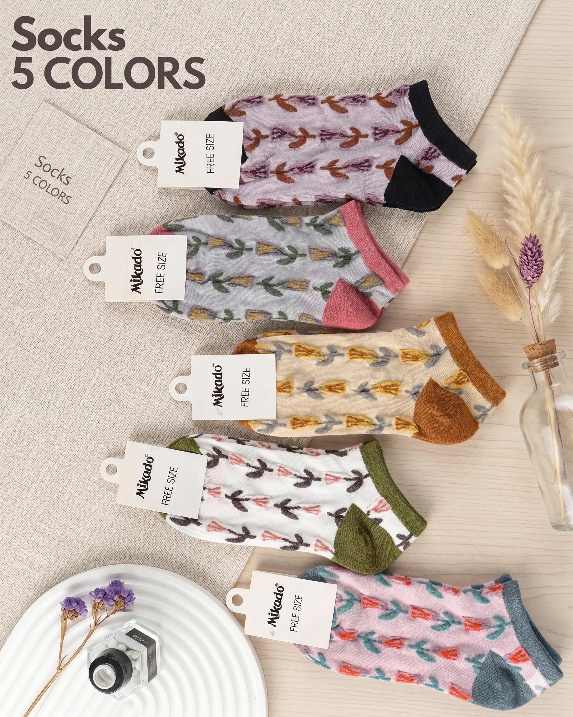 Spring Knitted Ankle Socks Mikado