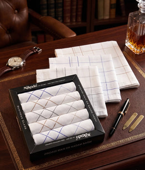 Checkered white 100% Cotton Hanky Mikado