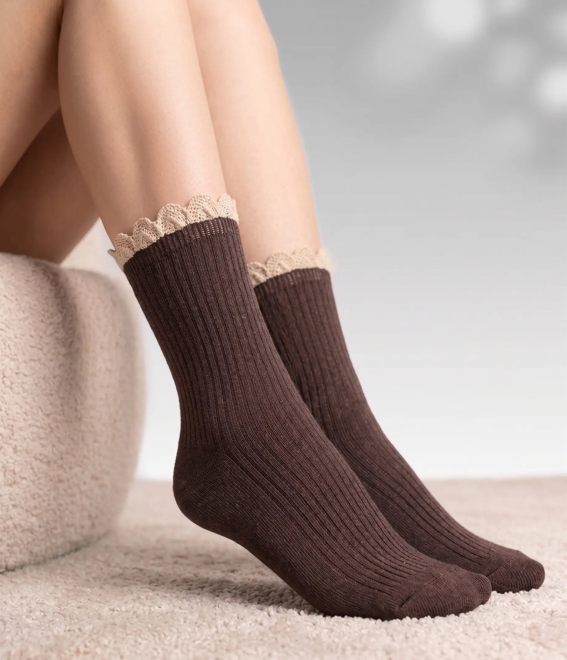 Frill Toes Cotton Crew Socks Mikado