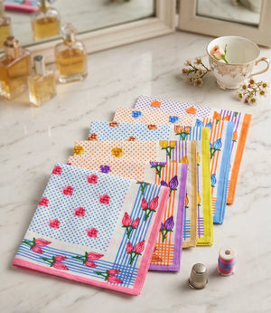 Polka Bloom multicolor cotton handkerchief Mikado