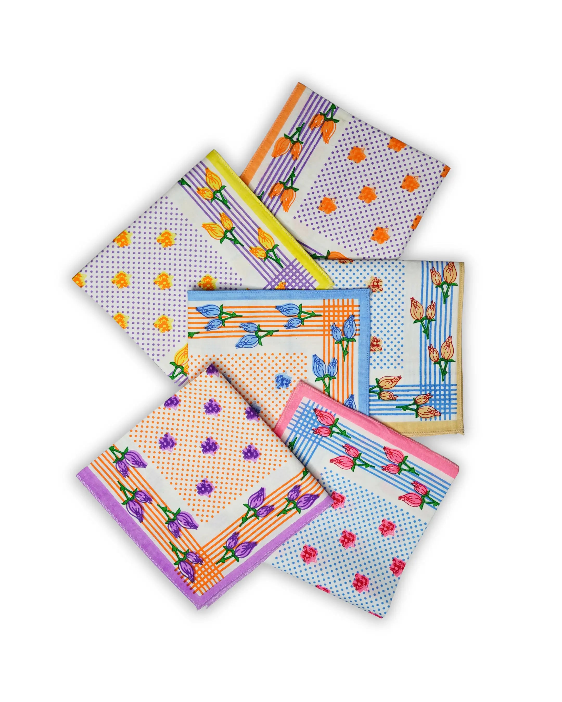 Polka Bloom multicolor cotton handkerchief Mikado