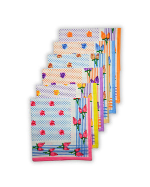 Polka Bloom multicolor cotton handkerchief Mikado