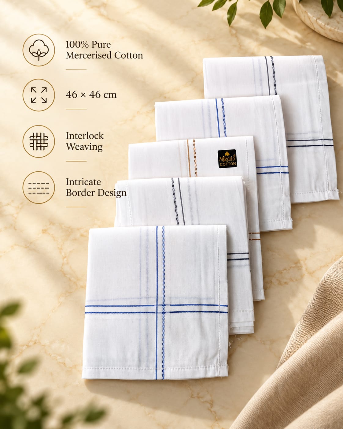 Fine Striped 100% cotton striped handkerchief