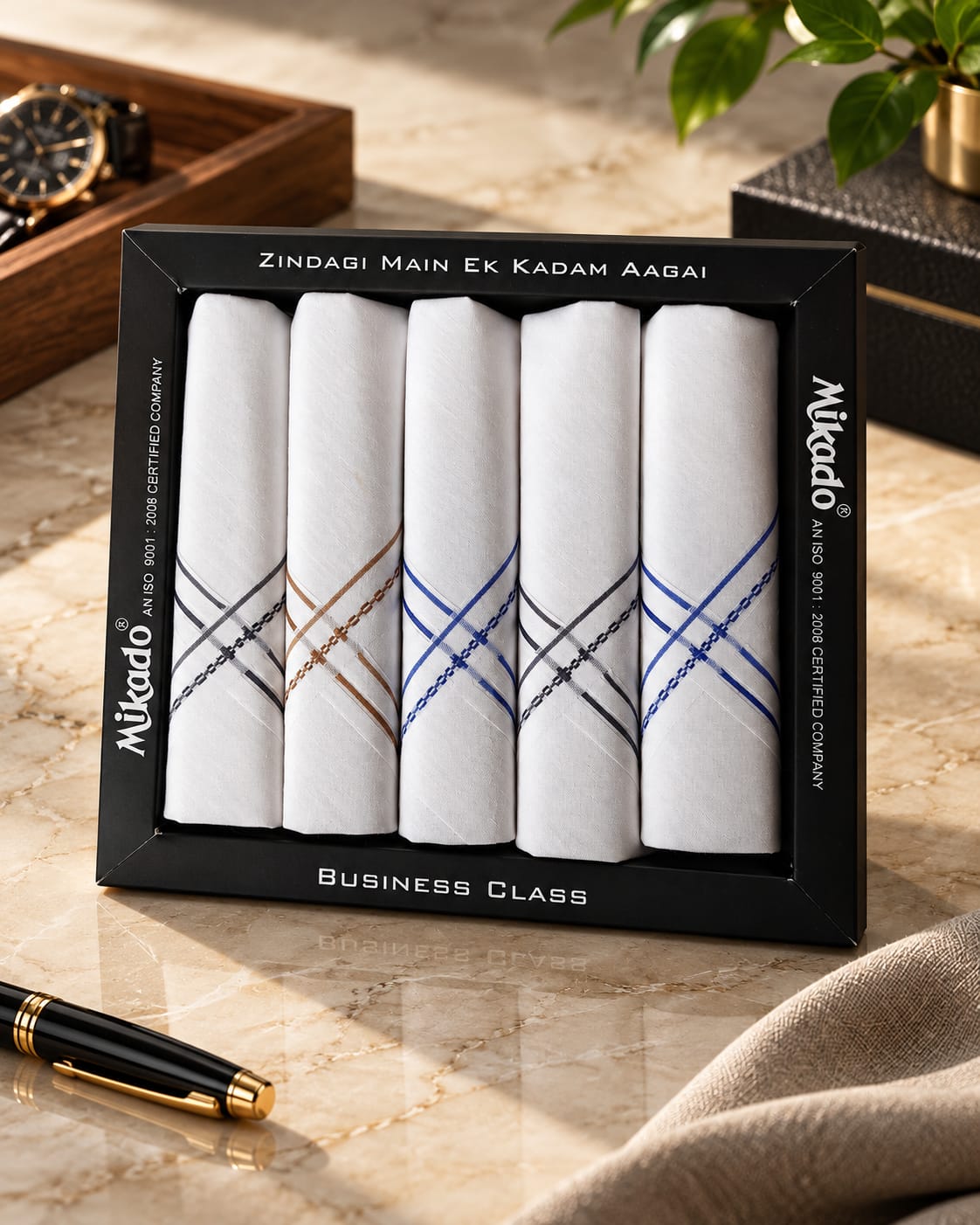 Fine Striped 100% cotton striped handkerchief