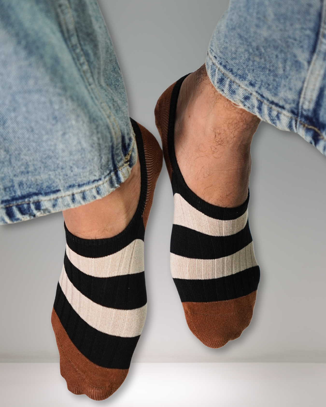 Bold Striped No-Show Socks